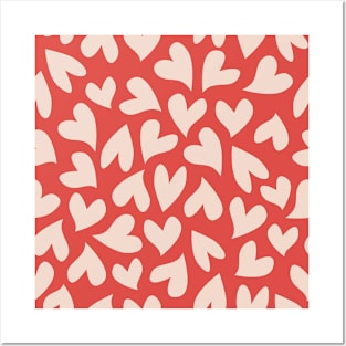 Seamless powder pink hearts pattern Posters and Art